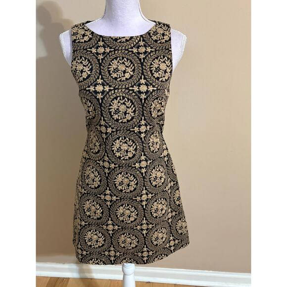 Alice + Olivia Dresses & Skirts - Alice + Olivia black & gold / taupe embroidered mini dress Sz S
